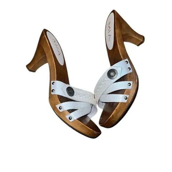 MIA Women's White Leather Sandals Size 7 - Picture 4 of 5